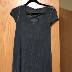 Acid wash Black Criss Cross Neck Dress